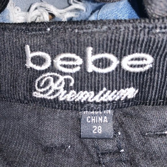 bebe Premium Black Low Rise Skinny Corduroy Pants Size 28 - Picture 7 of 9